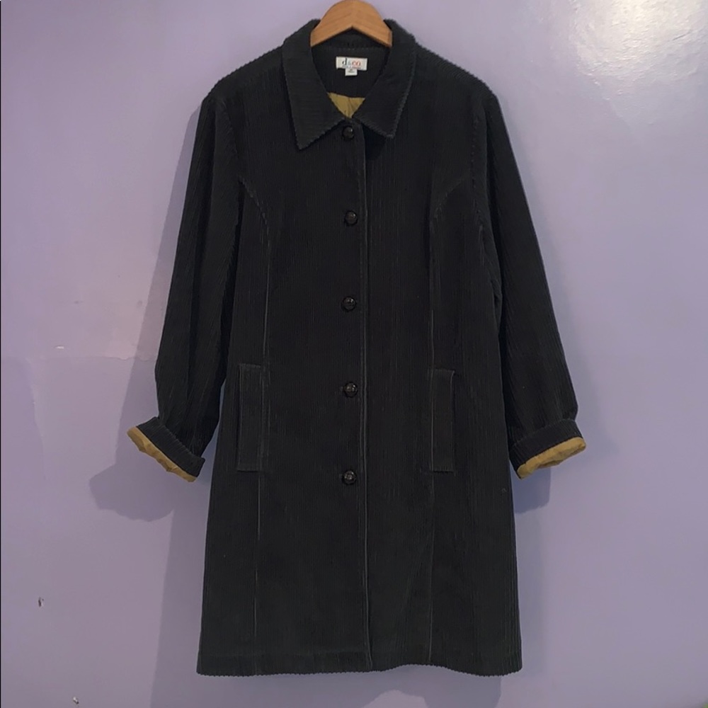 Olive green button down coat